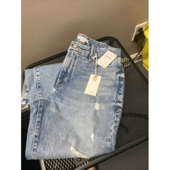 Good American Denim - Good American Blue Jeans Distressed Hi-Rise Skinnyish Fit Indigo046 Women 4 NWT